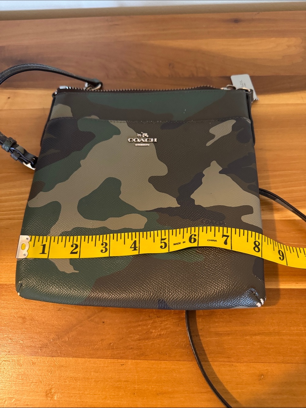 COACH Green Camouflage Print Crossbody Bag With Large Slip-On Pocket - Picture 11 of 13